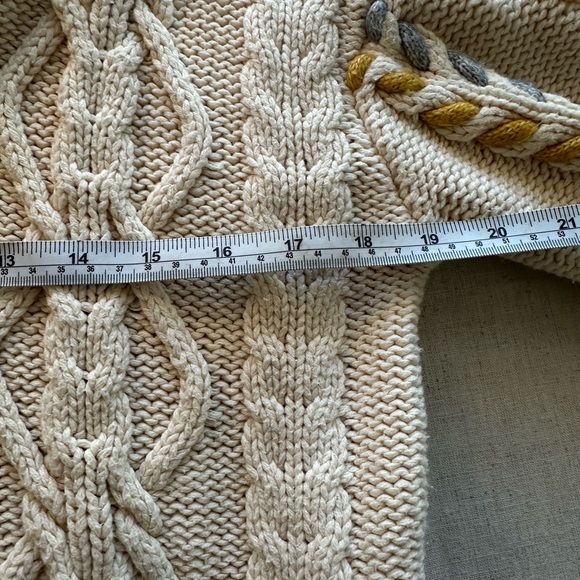 Michael Stars Cream Cable Knit Chunky Cardigan with Braided color Sleeve XS - Picture 7 of 9